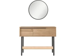 Console avec miroir en bois