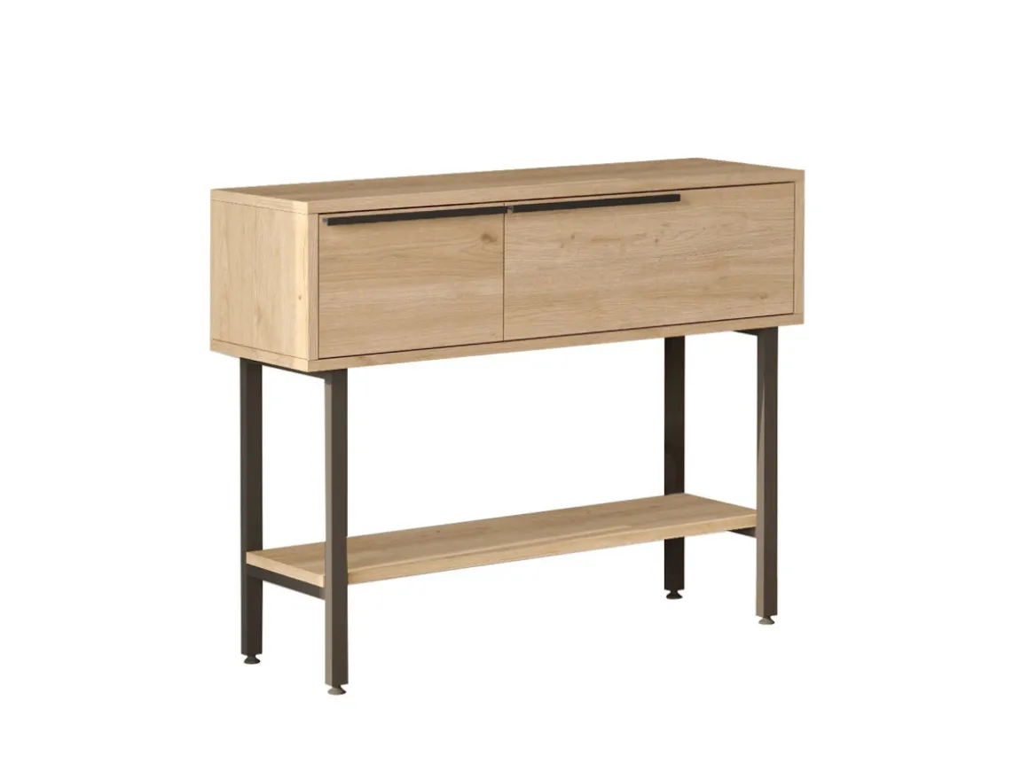 Console avec miroir en bois "Calvin" - 100 x 30 x 76 cm - Marron