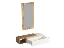 Console avec miroir en bois