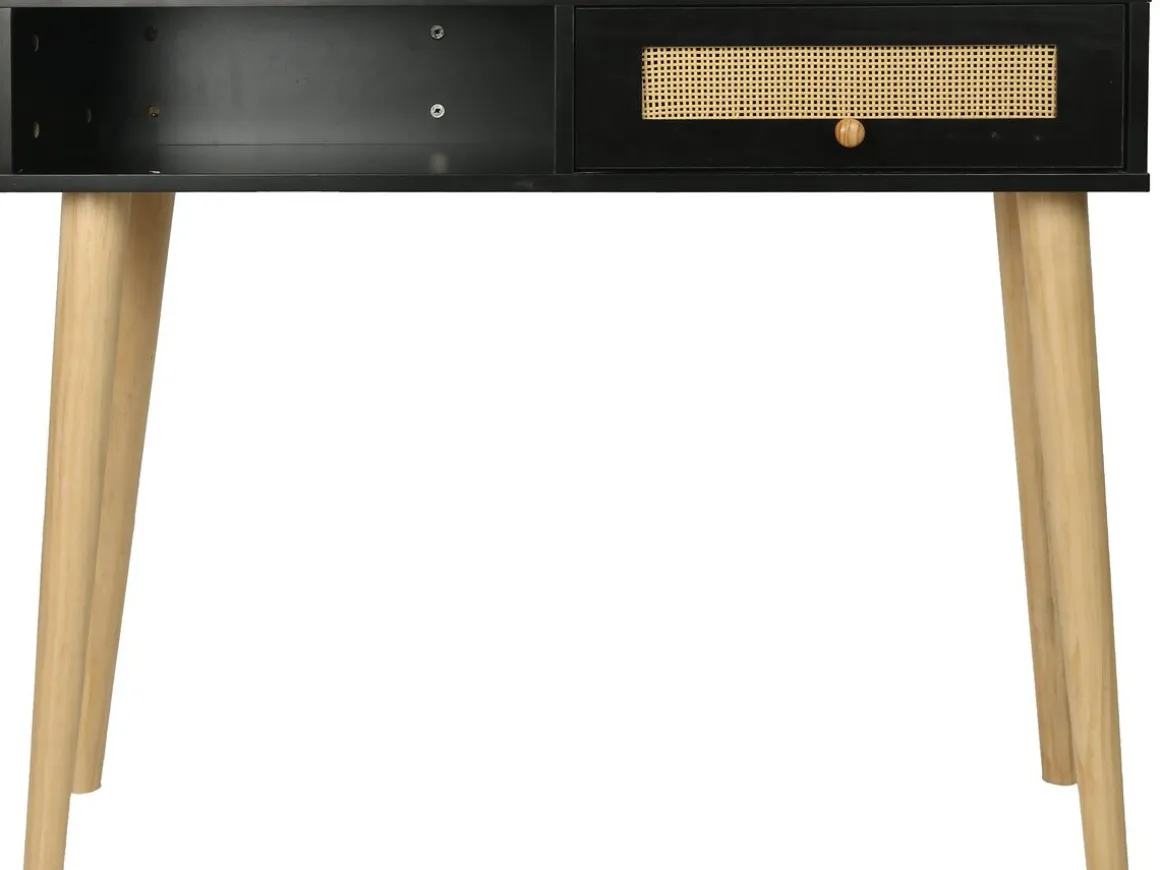 Console cannage "Marine" - 100 x 29 x 81 cm - Noir