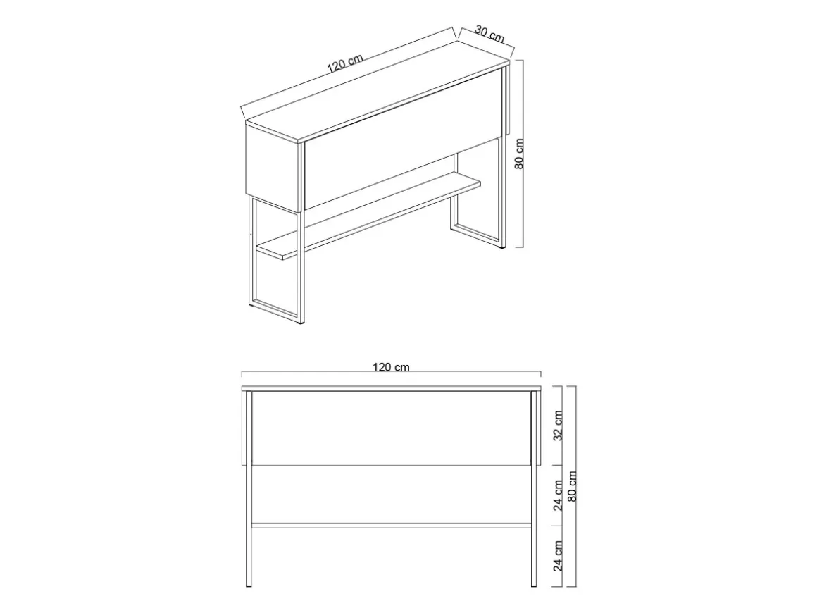 Console en bois "Luxe" - 120 x 30 x 80 cm - Travertin Or