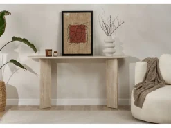 Console en bois "Sira" - 150 x 35 x 75 cm - Travertin