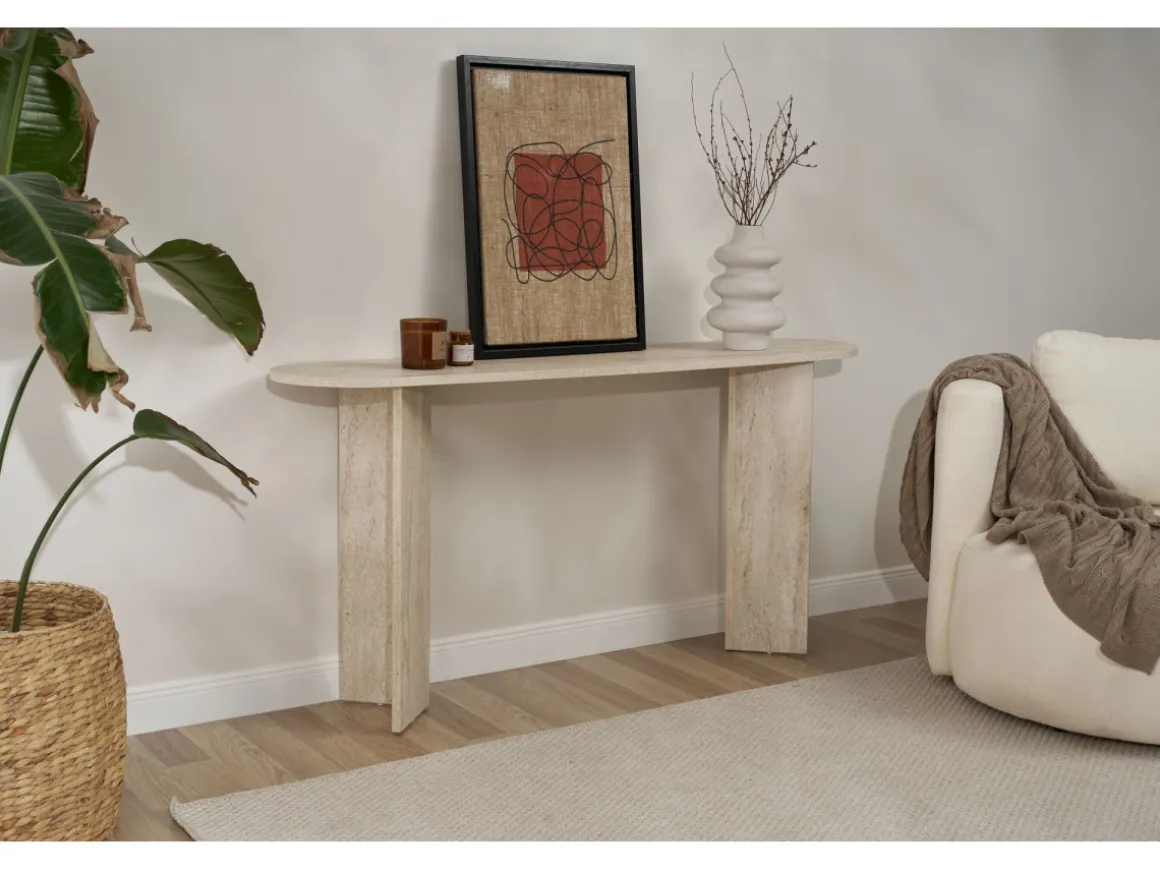 Console en bois "Sira" - 150 x 35 x 75 cm - Travertin