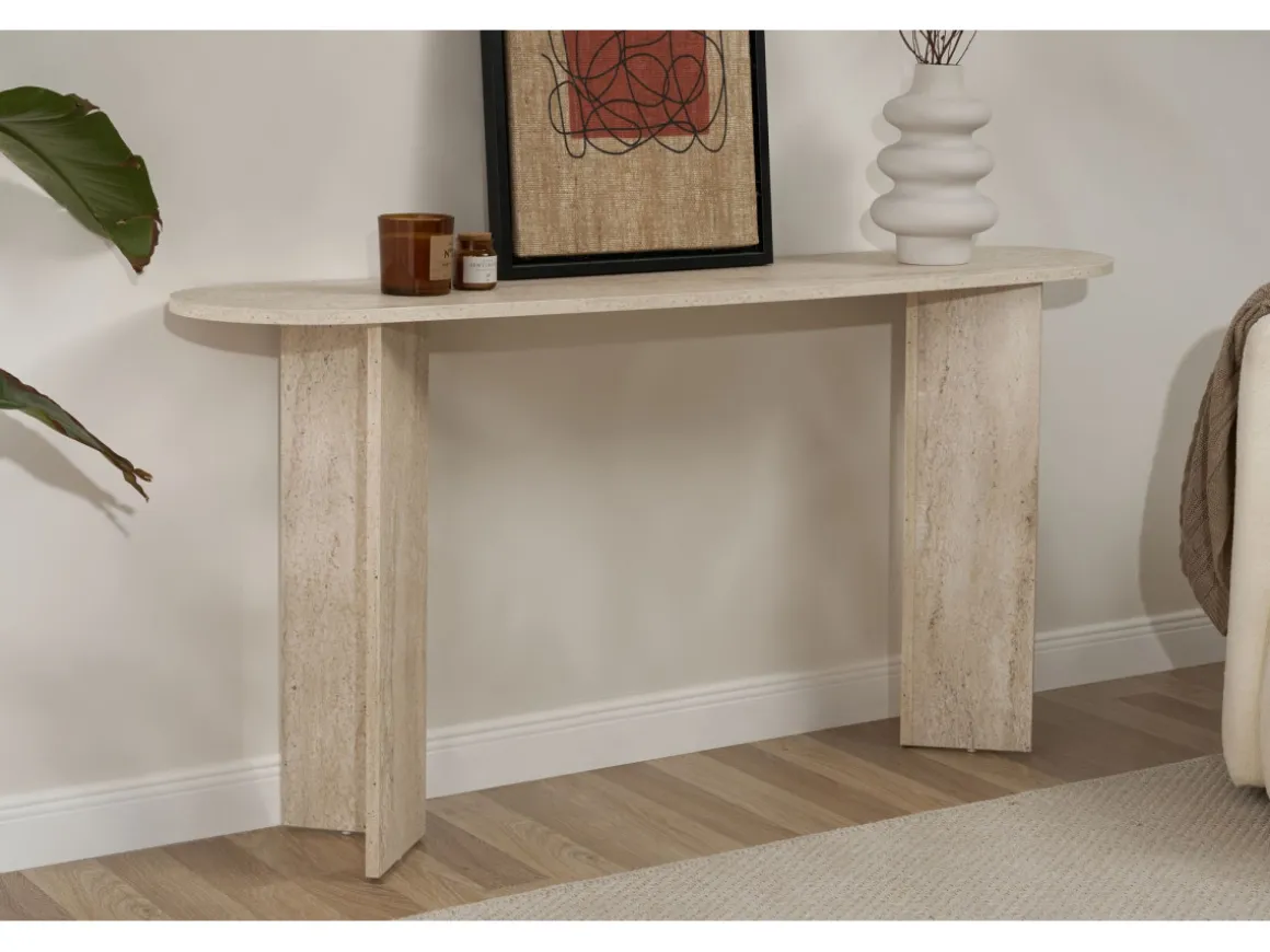 Console en bois "Sira" - 150 x 35 x 75 cm - Travertin