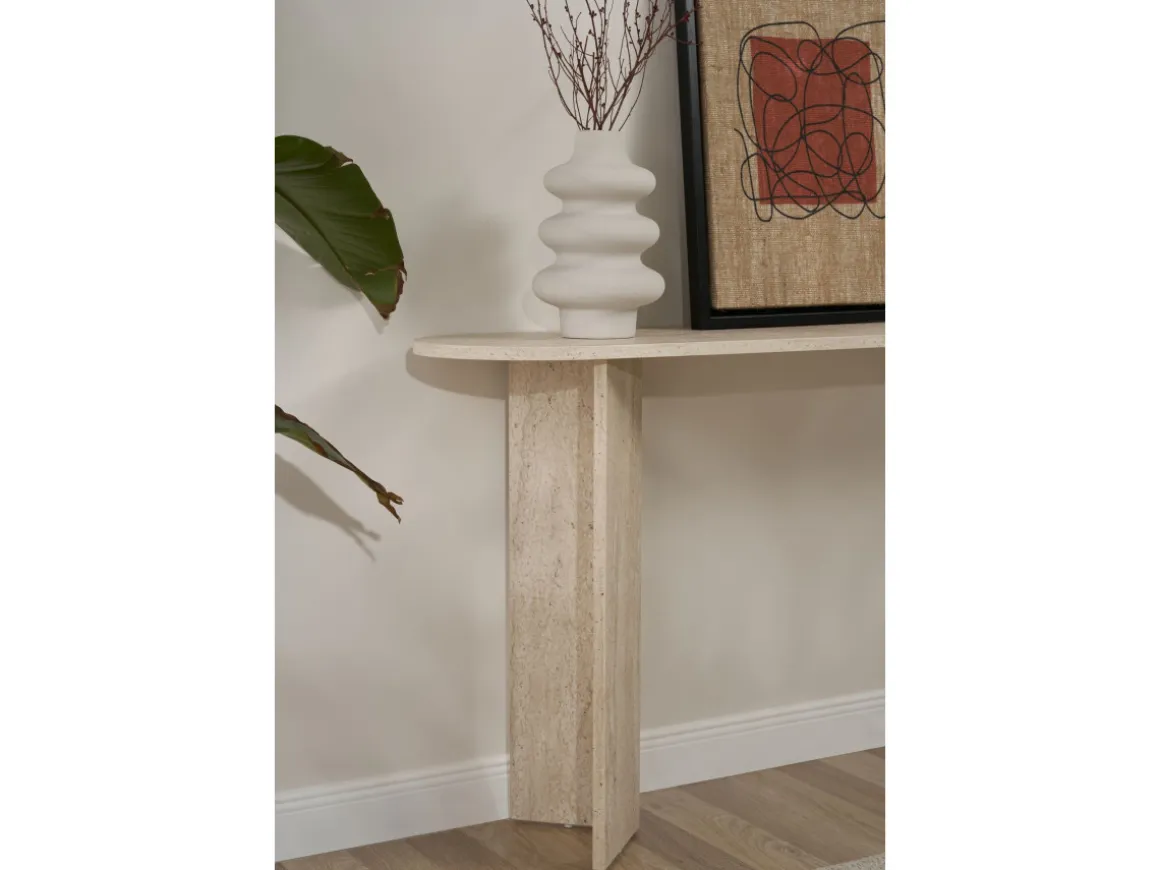 Console en bois "Sira" - 150 x 35 x 75 cm - Travertin