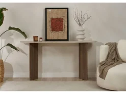 Console en bois "Sira" - 150 x 35 x 75 cm - Travertin