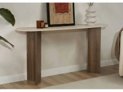 Console en bois "Sira" - 150 x 35 x 75 cm - Travertin