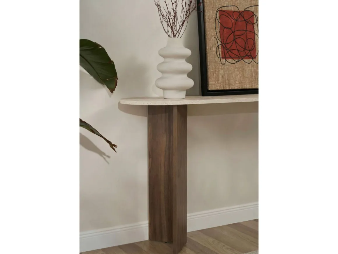 Console en bois "Sira" - 150 x 35 x 75 cm - Travertin