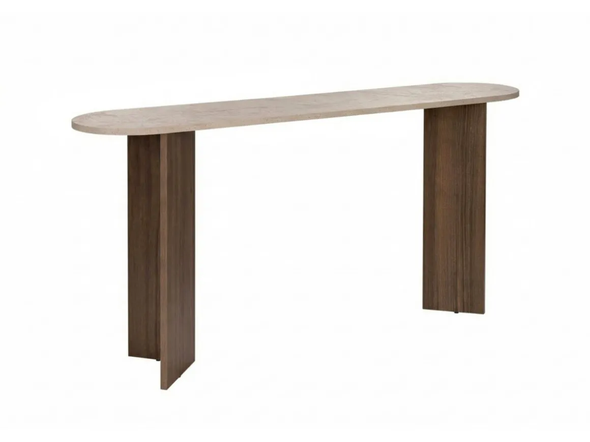 Console en bois "Sira" - 150 x 35 x 75 cm - Travertin
