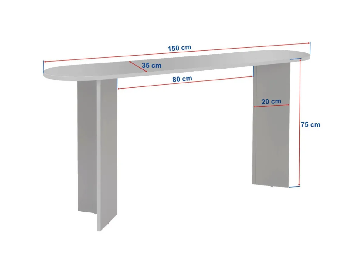 Console en bois "Sira" - 150 x 35 x 75 cm - Travertin