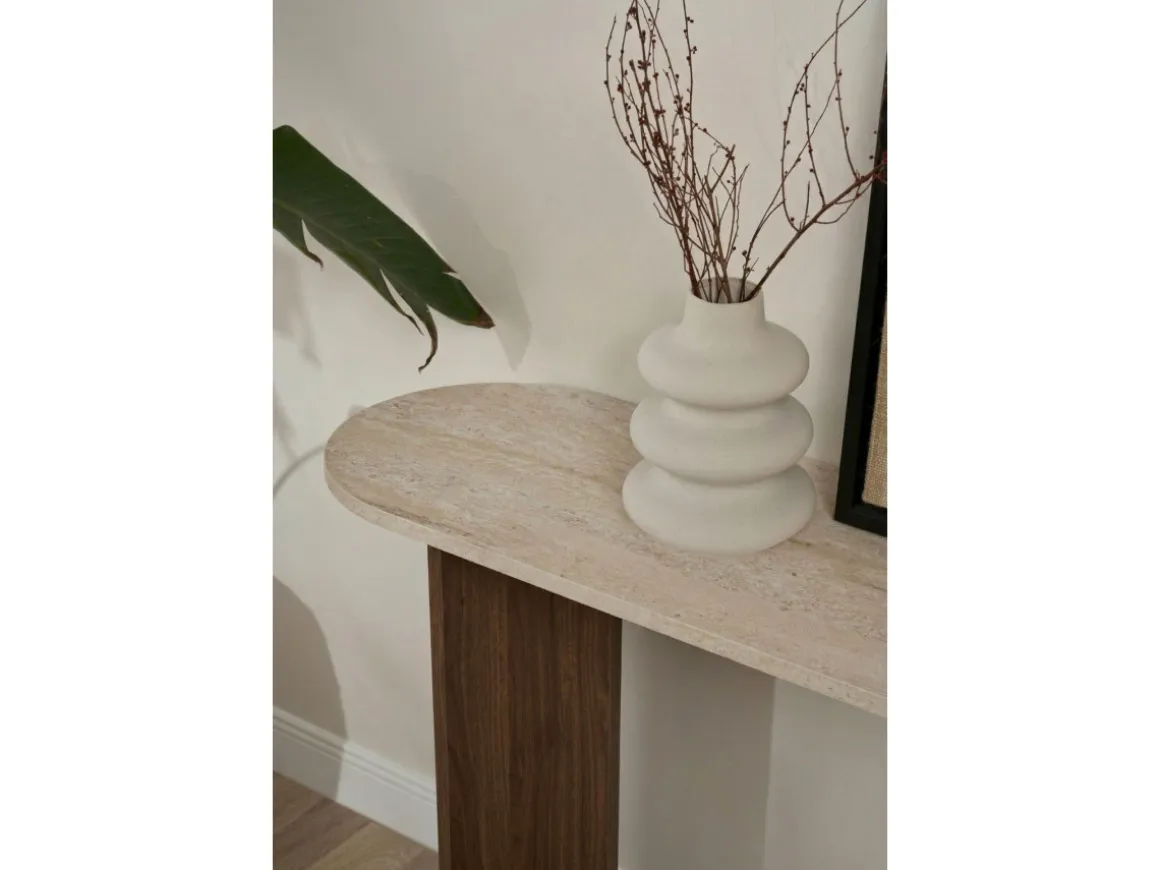 Console en bois "Sira" - 150 x 35 x 75 cm - Travertin
