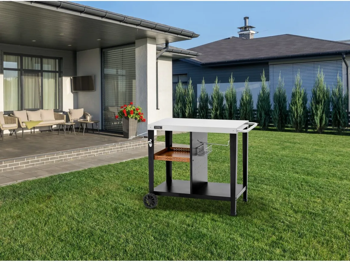 Desserte de barbecue en métal "Gelia" - 117 x 59 x 80 cm - Noir
