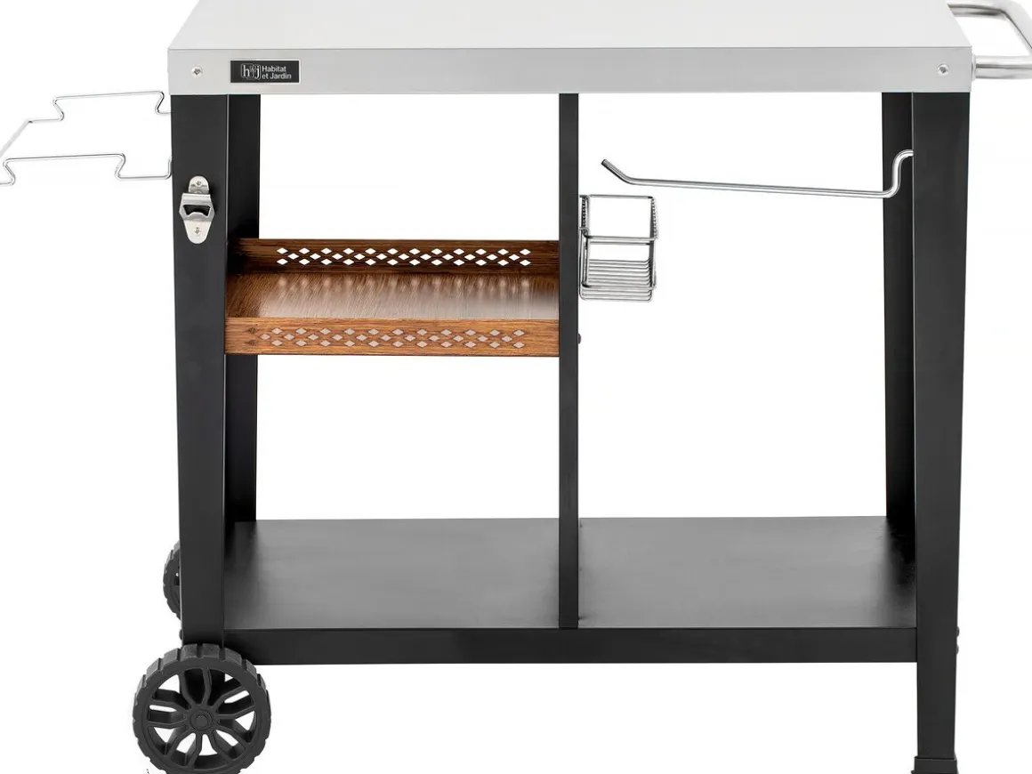 Desserte de barbecue en métal "Gelia" - 117 x 59 x 80 cm - Noir