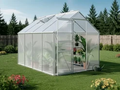 Embase en acier galvanisé pour serre jardin 
