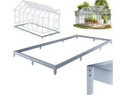 Embase en acier galvanisé pour serre jardin "Basilic" - 7,03 m² - Gris