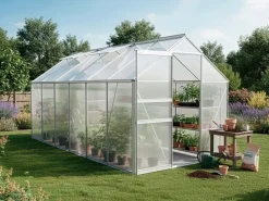 Embase en acier galvanisé pour serre jardin 