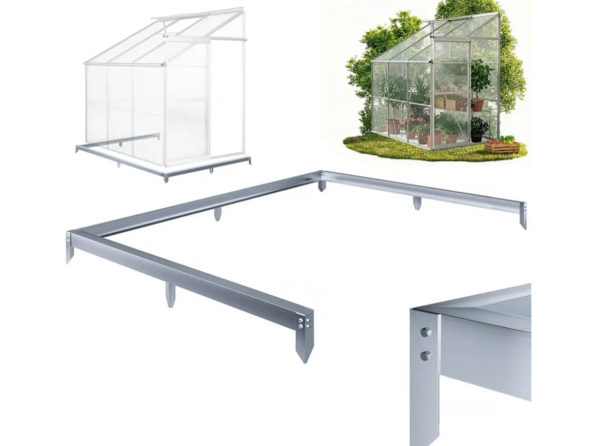 Embase en acier galvanisé pour serre jardin "Basilic" - 2,37 m² - Gris