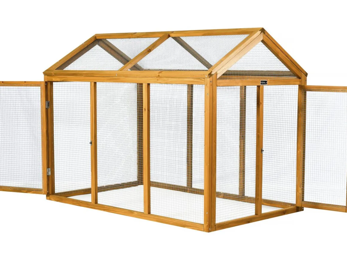 Enclos extension en bois pour poulailler "Coco" - 6 poules - Marron