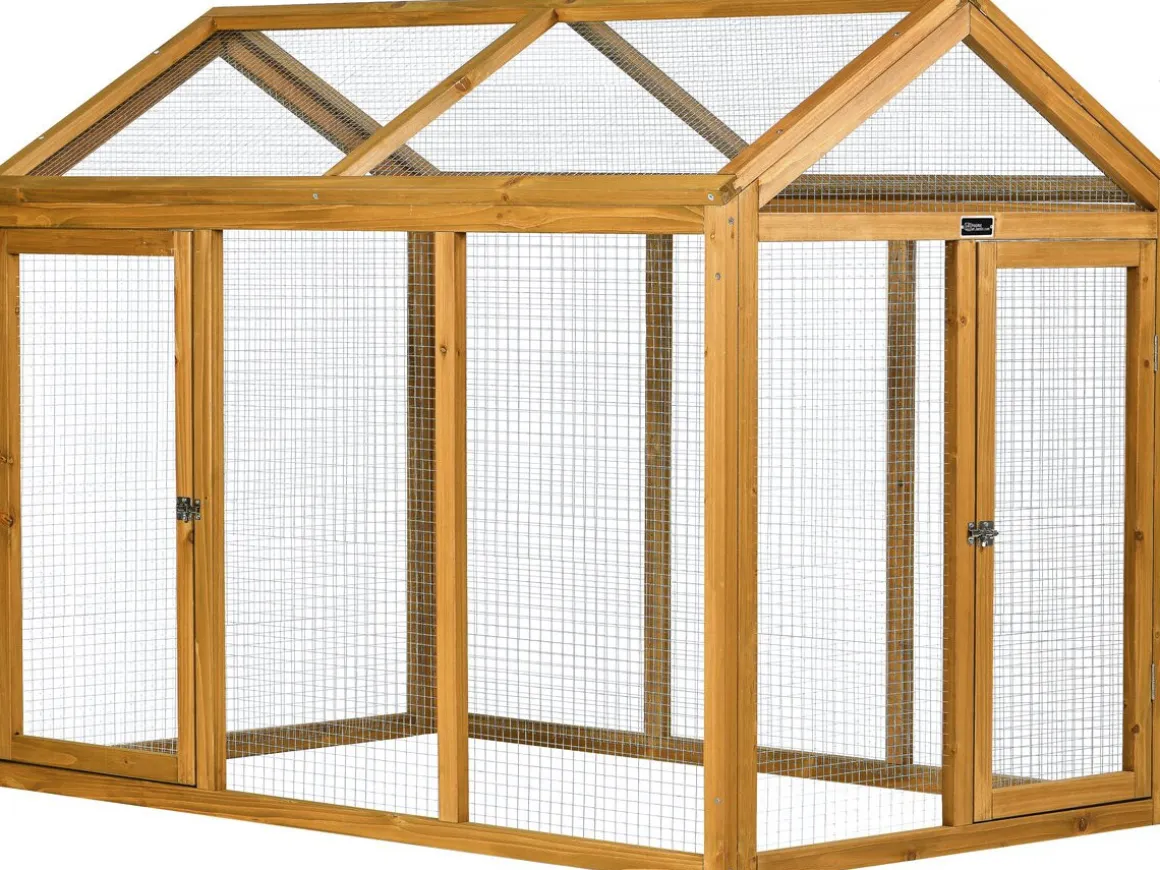 Enclos extension en bois pour poulailler "Coco" - 6 poules - Marron