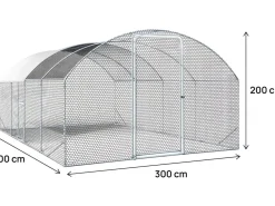 Enclos à poules dôme 15 m² parc grillagé "Cocorico" - 5 x 3 m - acier galvanisé
