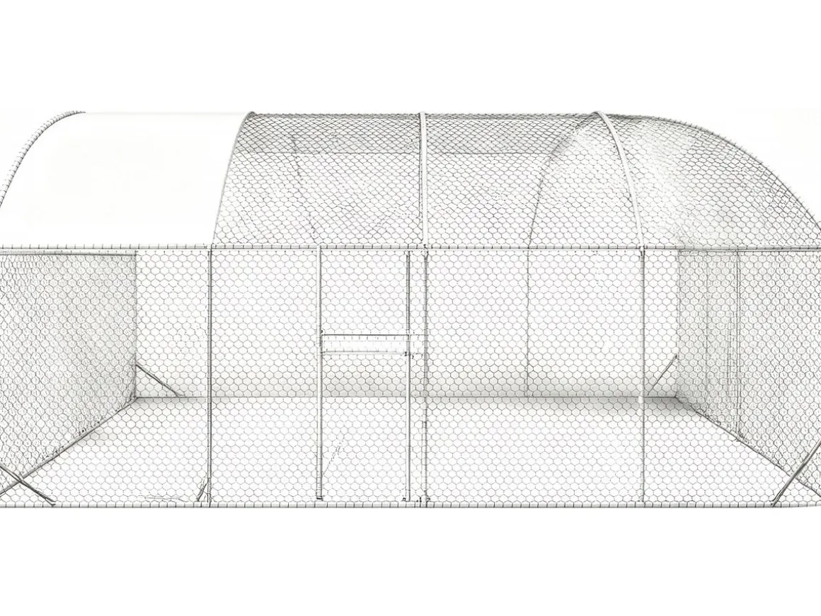 Enclos à poules dôme 15 m² parc grillagé "Cocorico" - 5 x 3 m - acier galvanisé