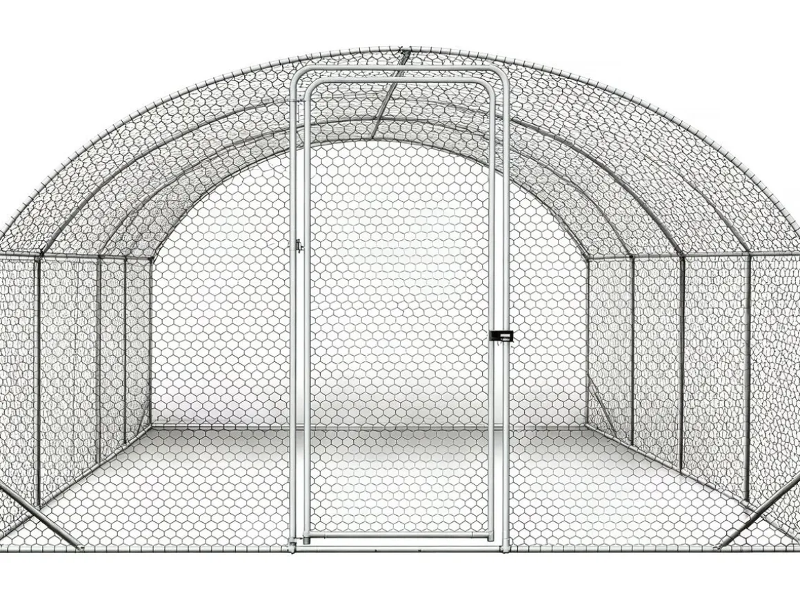 Enclos à poules dôme 15 m² parc grillagé "Cocorico" - 5 x 3 m - acier galvanisé