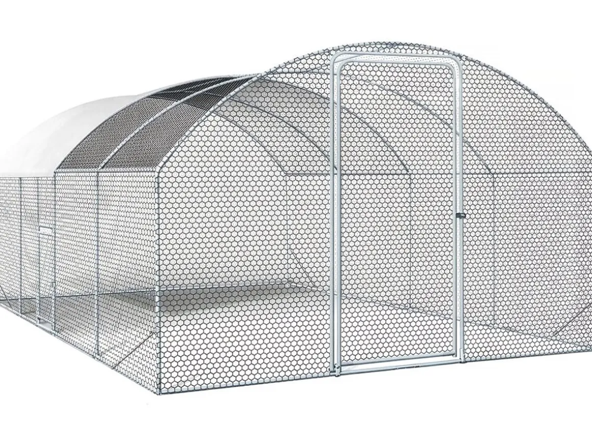 Enclos à poules dôme 15 m² parc grillagé "Cocorico" - 5 x 3 m - acier galvanisé