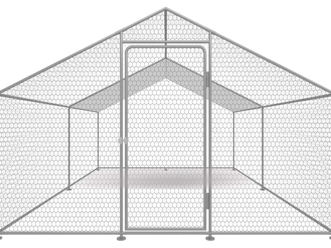 Enclos à poules 12 m² parc grillagé 4 x 3 x 2 M acier galvanisé