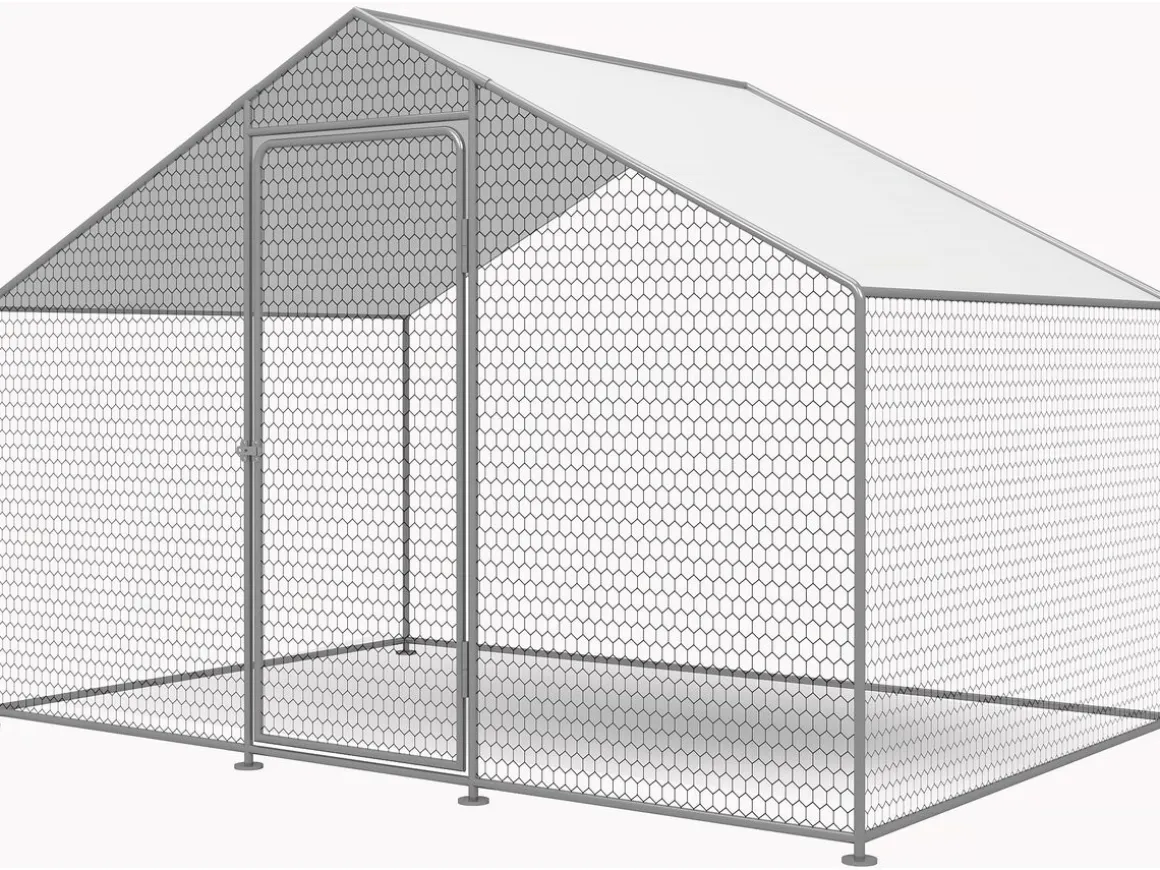 Enclos à poules 6 m² parc grillagé 2 x 3 x 2 M acier galvanisé