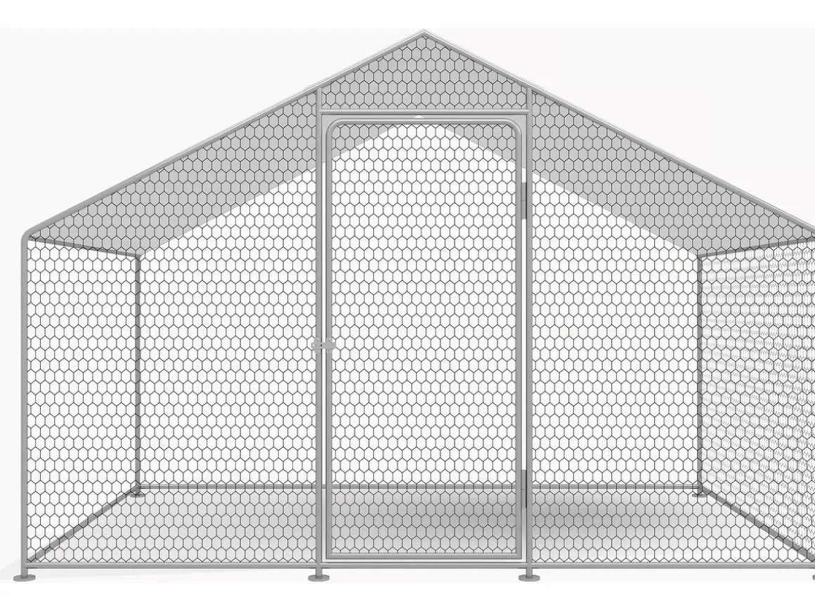 Enclos à poules 6 m² parc grillagé 2 x 3 x 2 M acier galvanisé