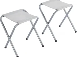 Ensembe table de camping et 4 tabourets pliants - 125 x 60 cm - Blanc