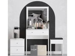 Ensemble de coiffeuse en bois "Nice" - 65 x 35 x 139 cm - Blanc