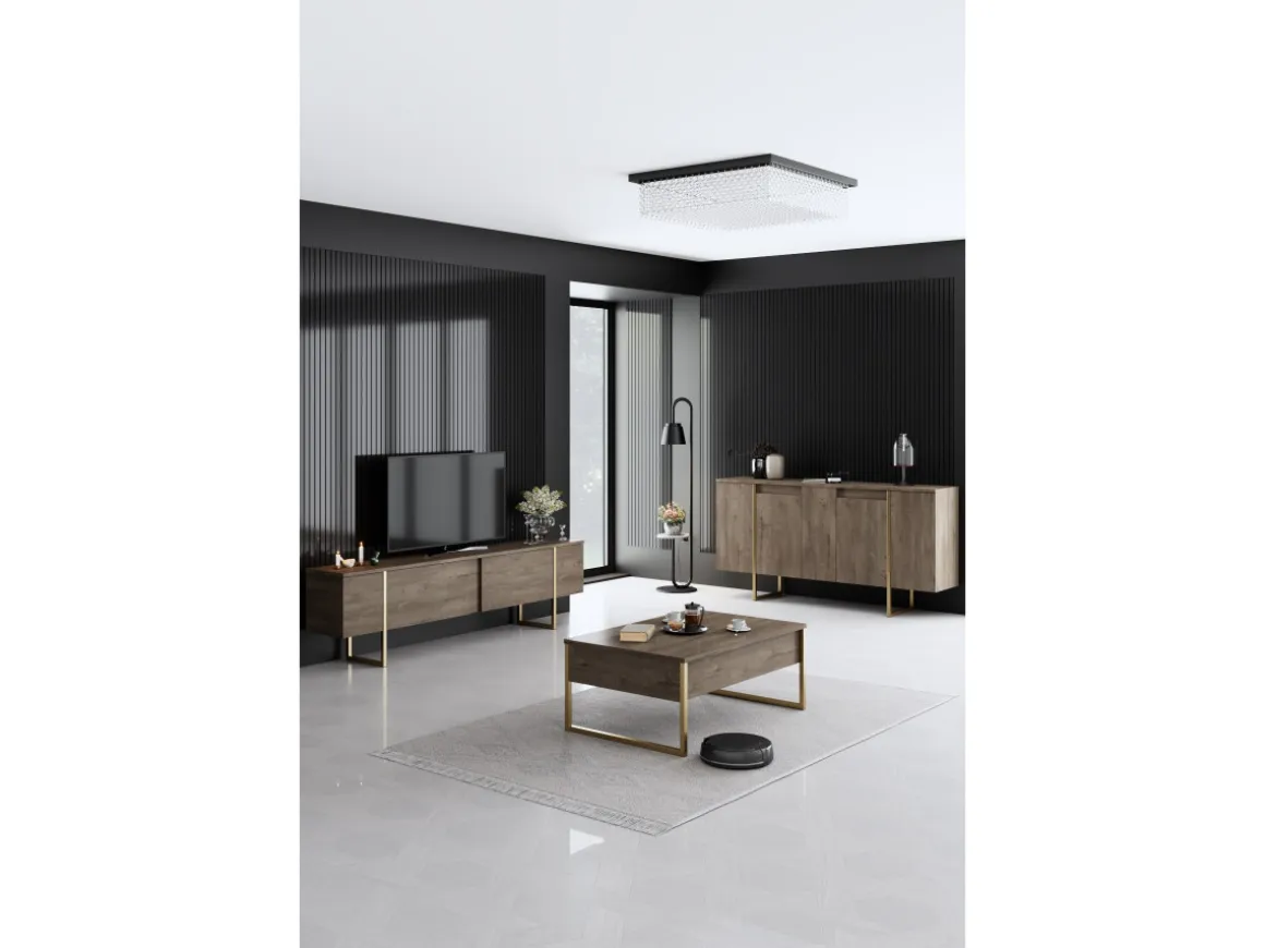 Ensemble de meubles de salon en bois "Luxe" - 160 x 35 x 80 cm - Marron