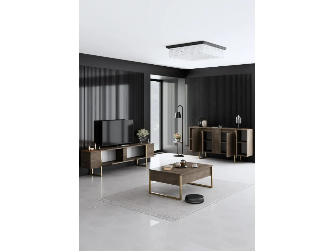 Ensemble de meubles de salon en bois "Luxe" - 160 x 35 x 80 cm - Marron