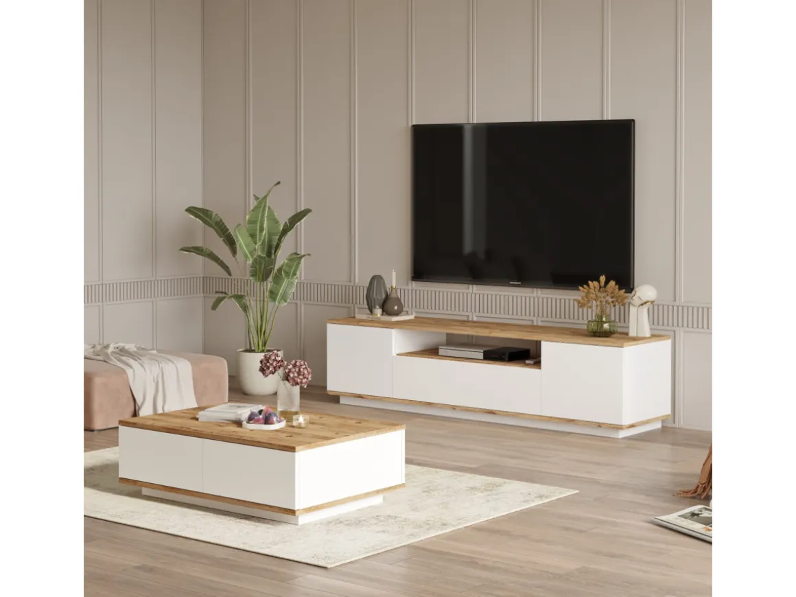 Ensemble de meubles de salon en bois "FR17" - 180 x 44 x 44 cm - Blanc