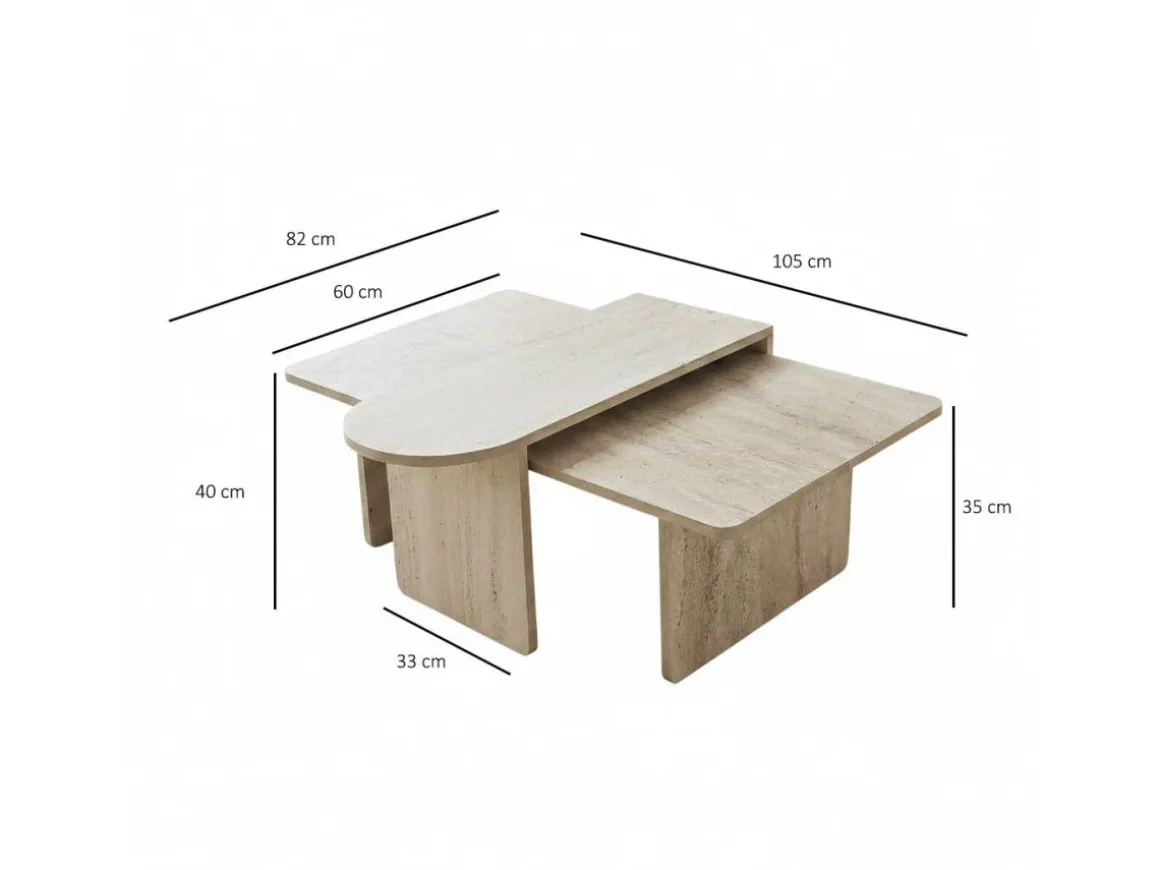 Ensemble de table basse en bois "Paris" 105 x 60 x 35 cm - Bronze
