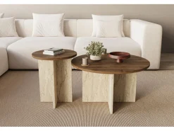 Ensemble de table basse en bois "Private" 70 x 70 x 40 cm - Noyer