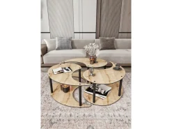 Ensemble de table basse en bois "Yin" 70 x 70 x 38 cm - Chêne