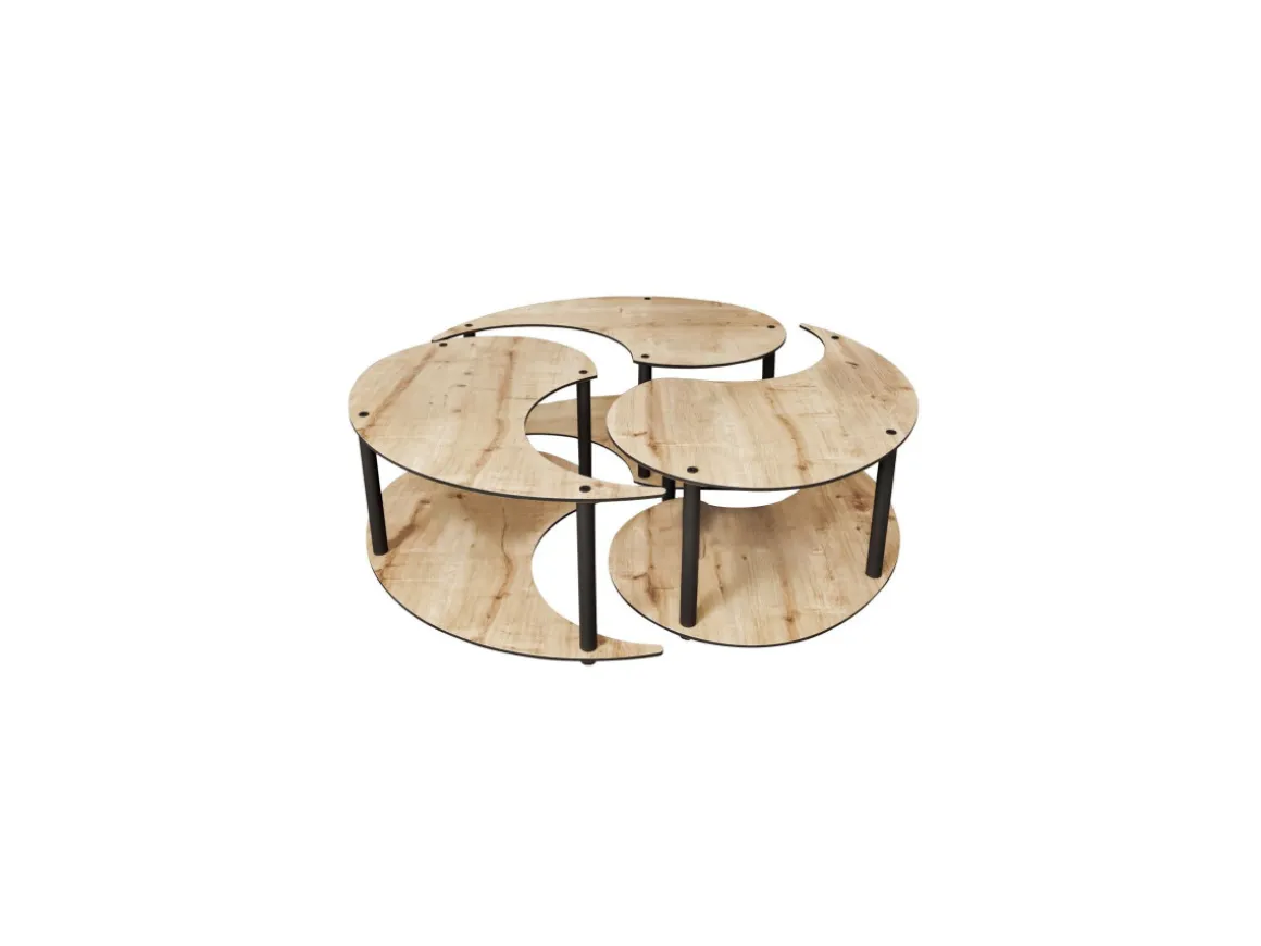 Ensemble de table basse en bois "Yin" 70 x 70 x 38 cm - Chêne