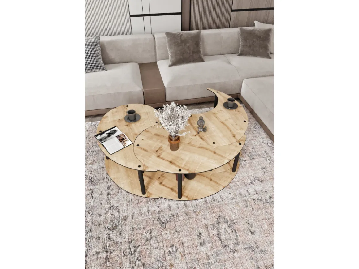 Ensemble de table basse en bois "Yin" 70 x 70 x 38 cm - Chêne