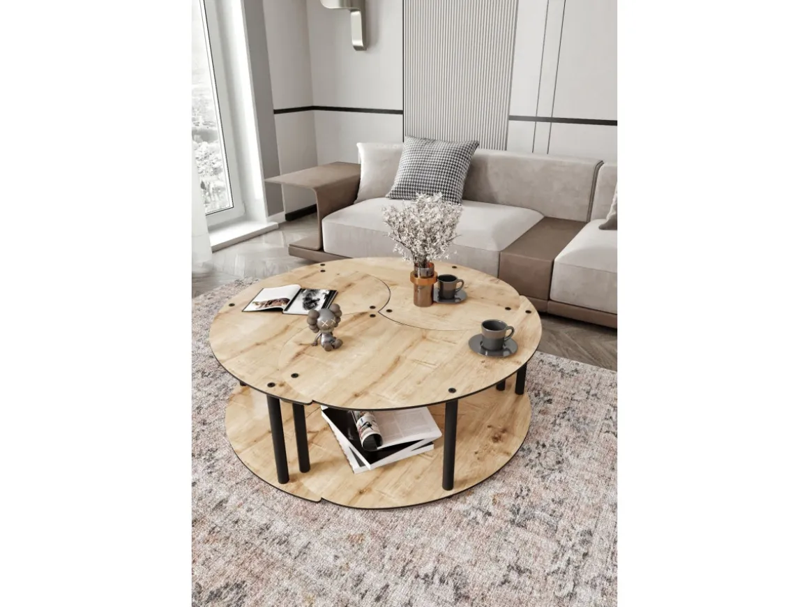 Ensemble de table basse en bois "Yin" 70 x 70 x 38 cm - Chêne