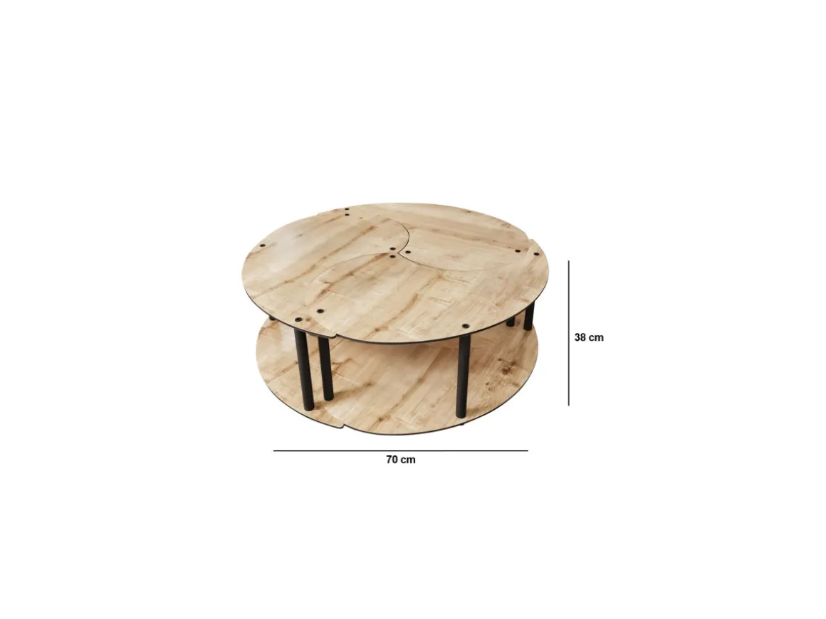 Ensemble de table basse en bois "Yin" 70 x 70 x 38 cm - Chêne