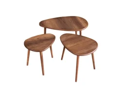 Ensemble de table basse en bois "Alvin" 80 x 52 x 50 cm - Noyer
