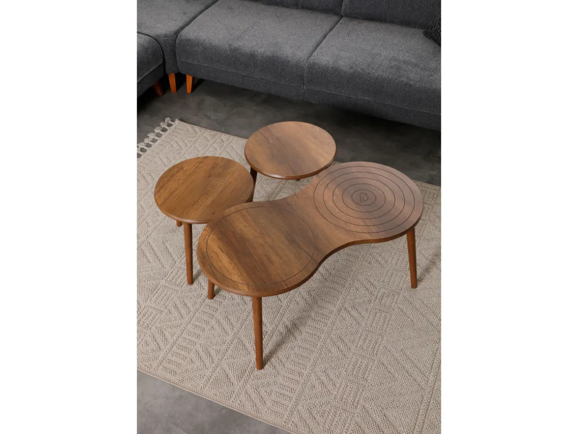 Ensemble de table basse en bois "Marlo" 100 x 50 x 45 cm - Noyer