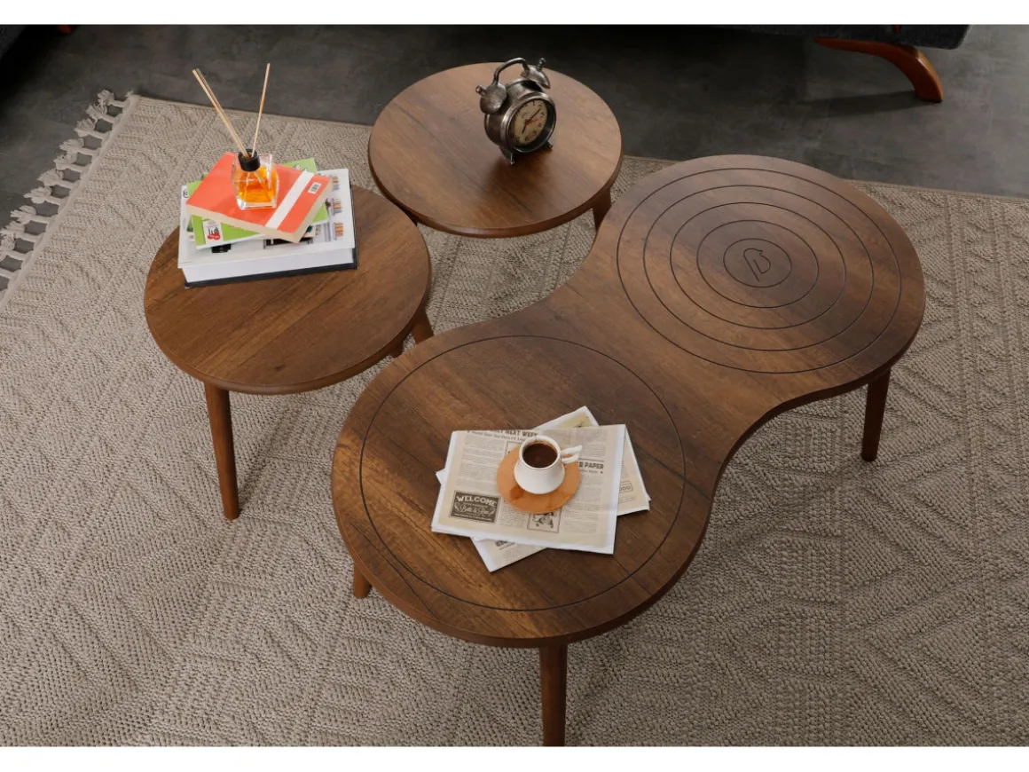 Ensemble de table basse en bois "Marlo" 100 x 50 x 45 cm - Noyer