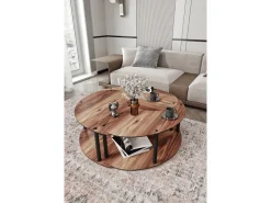 Ensemble de table basse en bois "Yin" 70 x 70 x 38 cm - Noyer