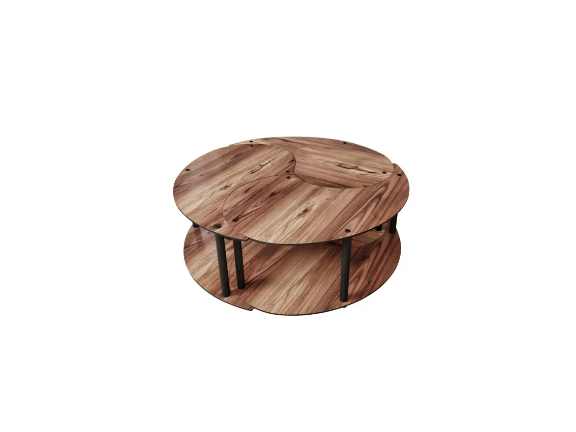 Ensemble de table basse en bois "Yin" 70 x 70 x 38 cm - Noyer