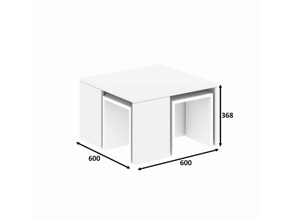 Ensemble de tables basses en bois "Ortanca" - 60 x 60 x 37 cm - Blanc