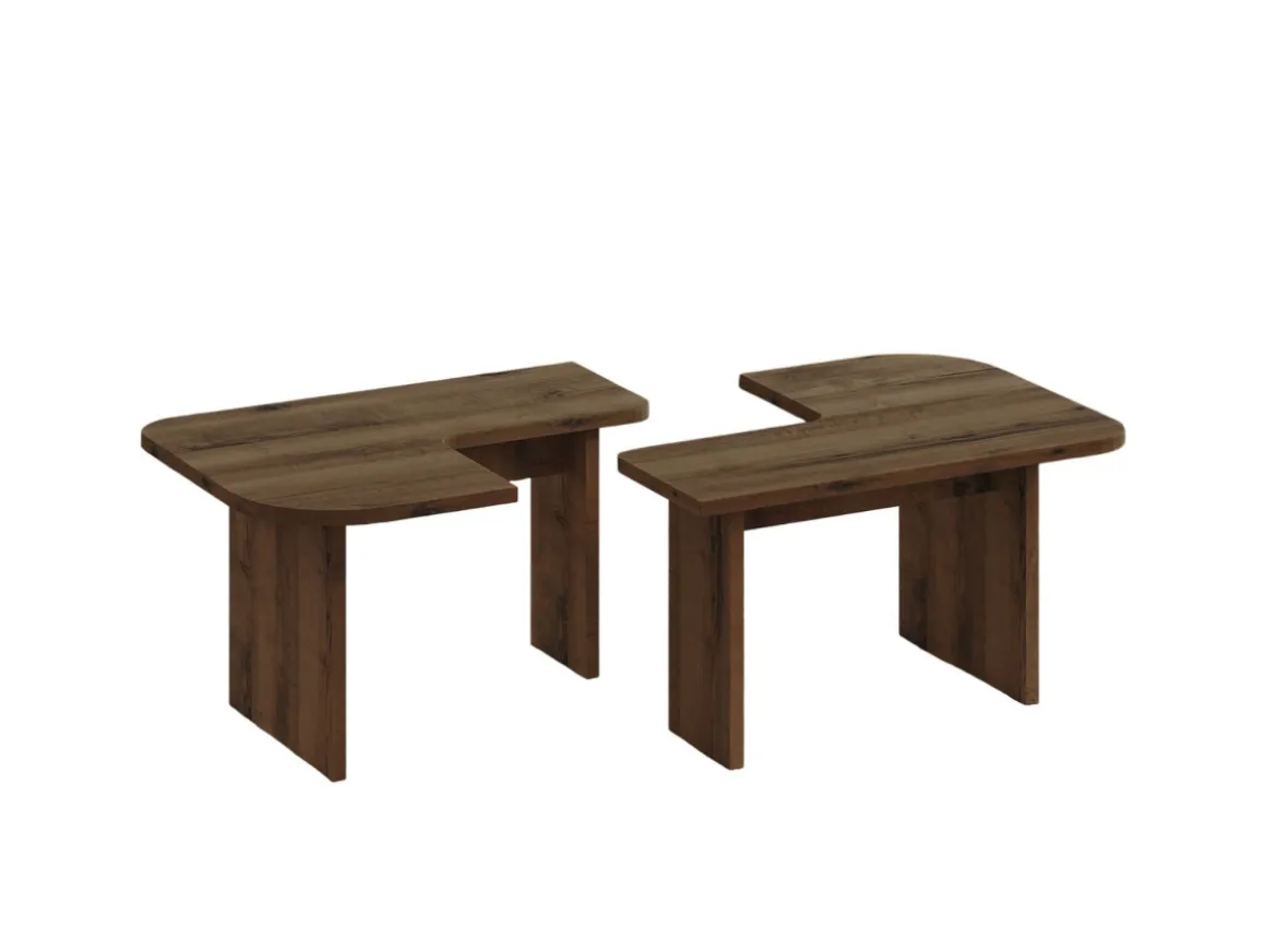 Ensemble tables basses en bois "Iris" - 90 x 45 x 35 cm - Marron