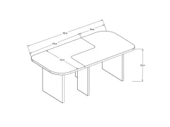 Ensemble tables basses en bois "Iris" - 90 x 45 x 35 cm - Blanc